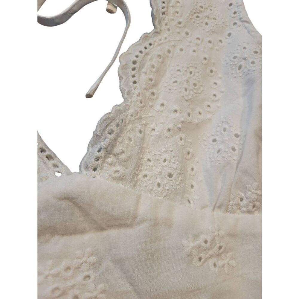 NWT Lulus Dress Women's Medium White Eyelet Embroidered Tiered Cotton Midi - Picture 3 of 7